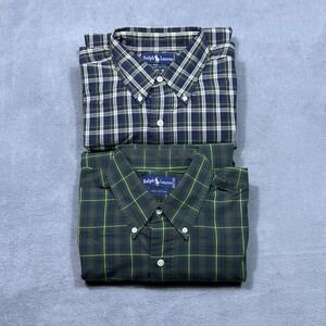 Lot Of 2 VINTAGE Ralph Lauren Shirt Mens L Plaid Poplin Big Baggy Fit Y2K